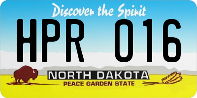 ND license plate HPR016