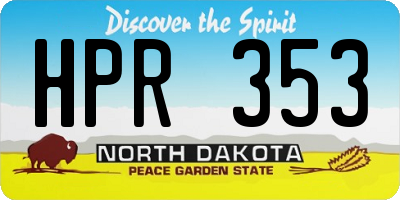 ND license plate HPR353