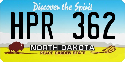 ND license plate HPR362