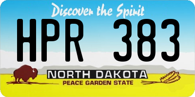 ND license plate HPR383