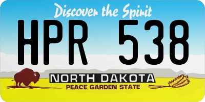 ND license plate HPR538
