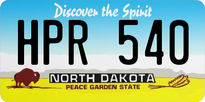 ND license plate HPR540