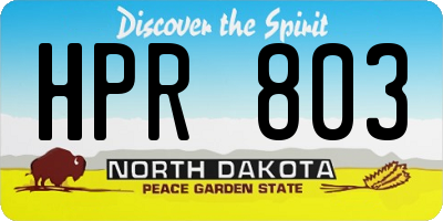 ND license plate HPR803