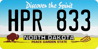 ND license plate HPR833