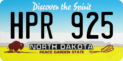 ND license plate HPR925