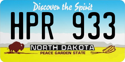 ND license plate HPR933