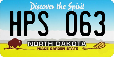 ND license plate HPS063