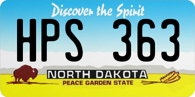 ND license plate HPS363