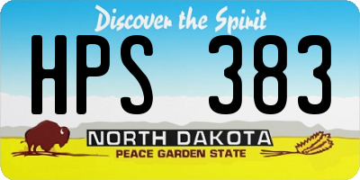 ND license plate HPS383