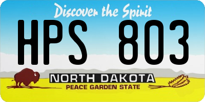 ND license plate HPS803