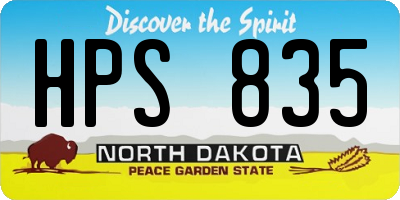 ND license plate HPS835