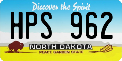 ND license plate HPS962
