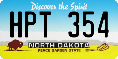 ND license plate HPT354