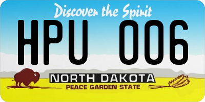 ND license plate HPU006