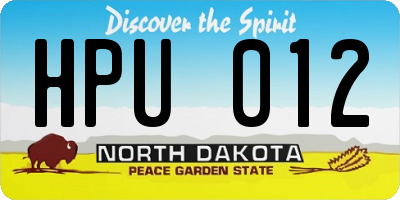 ND license plate HPU012