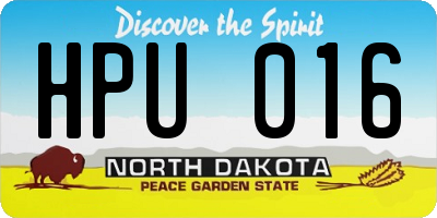 ND license plate HPU016