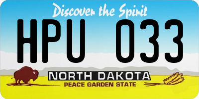 ND license plate HPU033