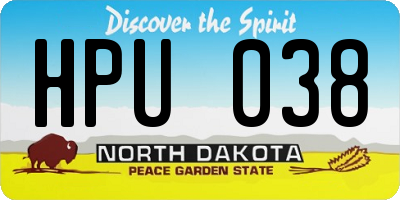 ND license plate HPU038