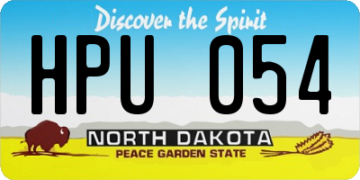 ND license plate HPU054