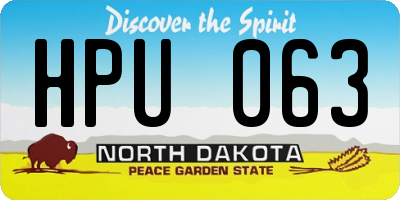 ND license plate HPU063