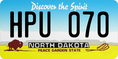 ND license plate HPU070