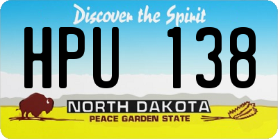 ND license plate HPU138