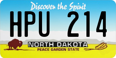 ND license plate HPU214