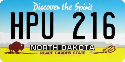 ND license plate HPU216