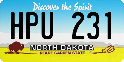 ND license plate HPU231