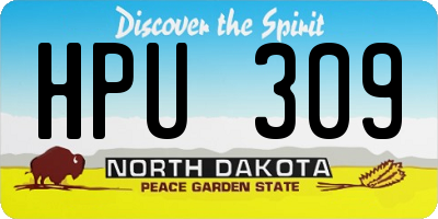 ND license plate HPU309