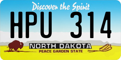 ND license plate HPU314