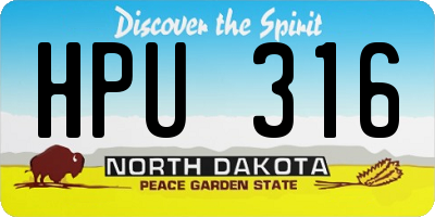 ND license plate HPU316