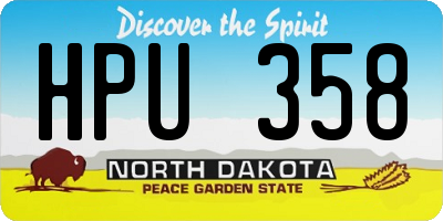 ND license plate HPU358