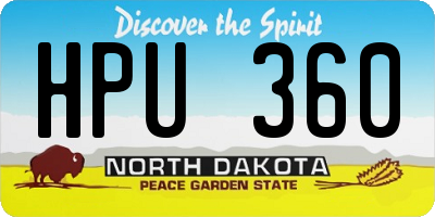 ND license plate HPU360