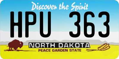 ND license plate HPU363