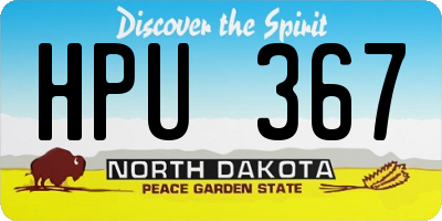 ND license plate HPU367