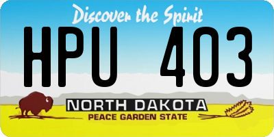 ND license plate HPU403