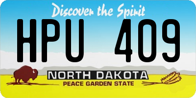 ND license plate HPU409