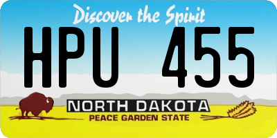 ND license plate HPU455
