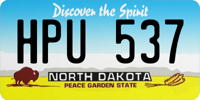 ND license plate HPU537
