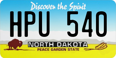 ND license plate HPU540
