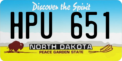 ND license plate HPU651