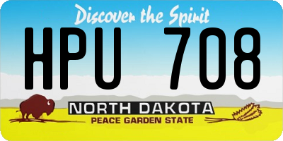 ND license plate HPU708