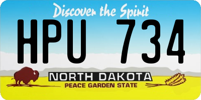 ND license plate HPU734