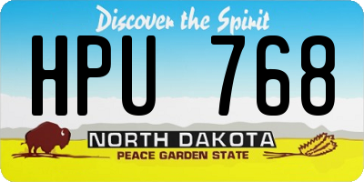 ND license plate HPU768