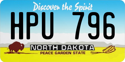 ND license plate HPU796