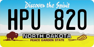 ND license plate HPU820