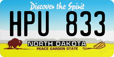 ND license plate HPU833