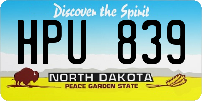 ND license plate HPU839