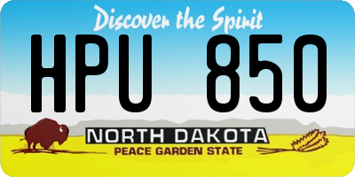 ND license plate HPU850